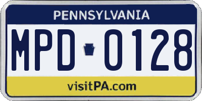 PA license plate MPD0128