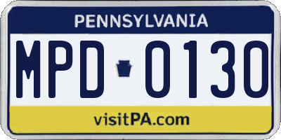PA license plate MPD0130