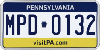 PA license plate MPD0132