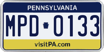 PA license plate MPD0133