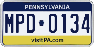 PA license plate MPD0134