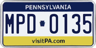 PA license plate MPD0135