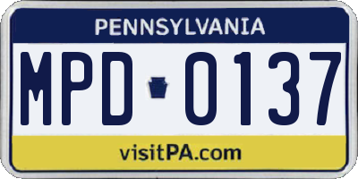 PA license plate MPD0137