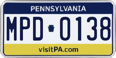 PA license plate MPD0138