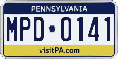PA license plate MPD0141