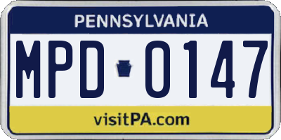 PA license plate MPD0147