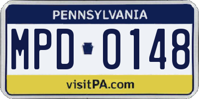 PA license plate MPD0148