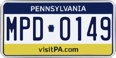 PA license plate MPD0149