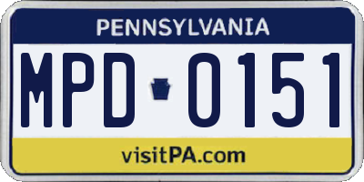 PA license plate MPD0151