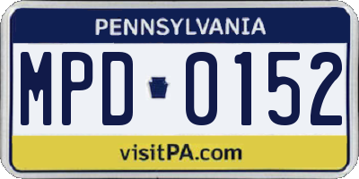 PA license plate MPD0152