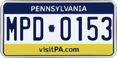 PA license plate MPD0153