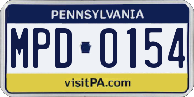 PA license plate MPD0154