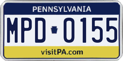 PA license plate MPD0155