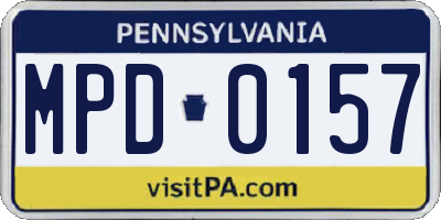 PA license plate MPD0157