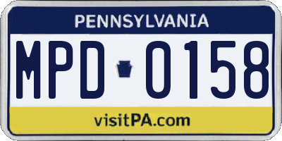 PA license plate MPD0158