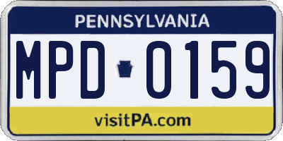 PA license plate MPD0159
