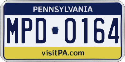 PA license plate MPD0164