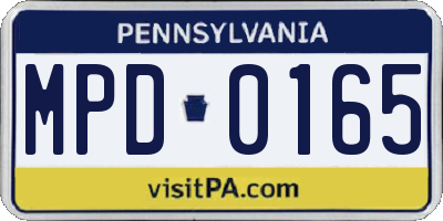 PA license plate MPD0165