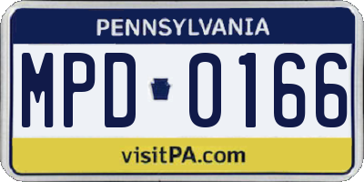 PA license plate MPD0166