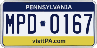 PA license plate MPD0167