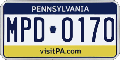 PA license plate MPD0170