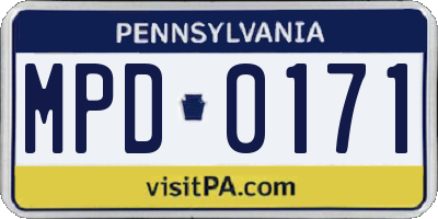 PA license plate MPD0171