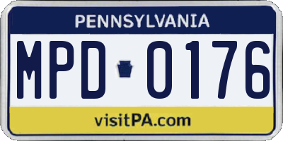 PA license plate MPD0176
