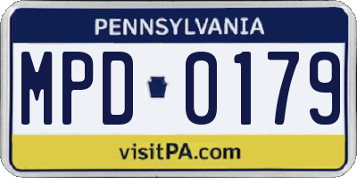 PA license plate MPD0179