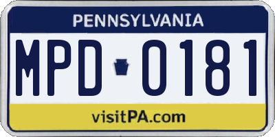 PA license plate MPD0181