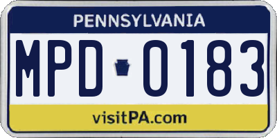 PA license plate MPD0183
