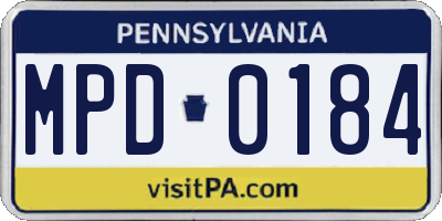 PA license plate MPD0184