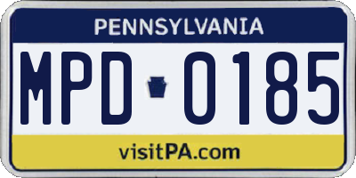 PA license plate MPD0185