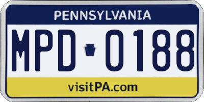 PA license plate MPD0188