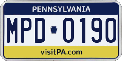 PA license plate MPD0190