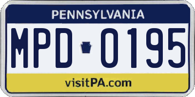 PA license plate MPD0195