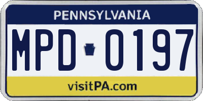 PA license plate MPD0197