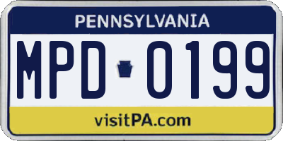 PA license plate MPD0199
