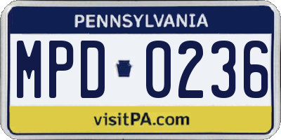 PA license plate MPD0236