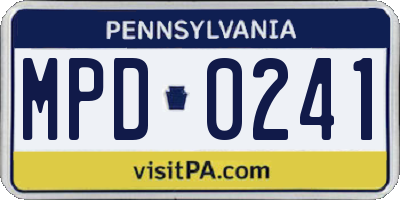 PA license plate MPD0241