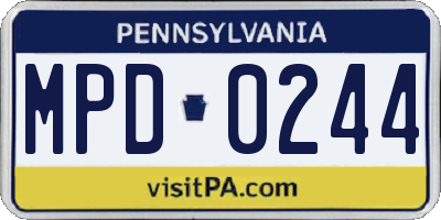 PA license plate MPD0244