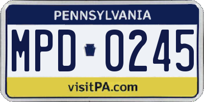 PA license plate MPD0245