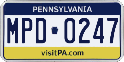 PA license plate MPD0247