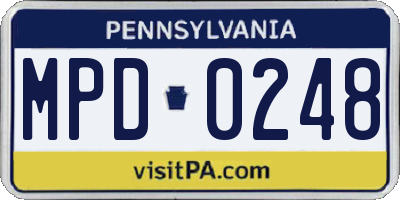 PA license plate MPD0248