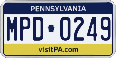 PA license plate MPD0249