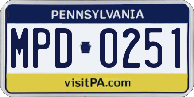PA license plate MPD0251