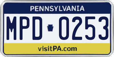 PA license plate MPD0253