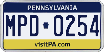 PA license plate MPD0254
