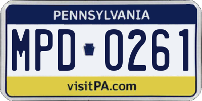 PA license plate MPD0261