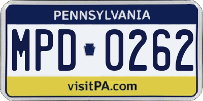 PA license plate MPD0262