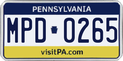 PA license plate MPD0265